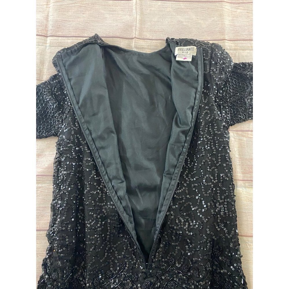 Vintage Brilliante By J.A Women's Black Beaded 100% Silk Dress - Medium - Picture 12 of 12